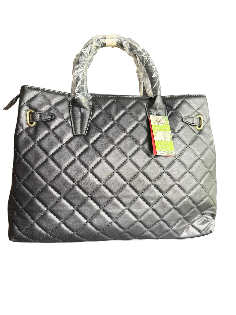 Badgley Mischka Diamond Quilted Tote Bag with a Front Lock Accent w/ Wallet - Picture 2 of 7